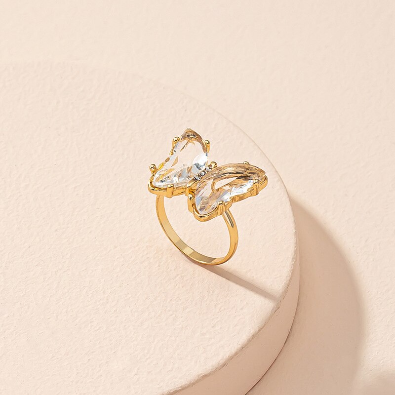 Butterfly Mood Ring Gradient Color Crystal Temperature Ring Jewelry for Women Kids Birthday Gold Butterfly Rings: R585