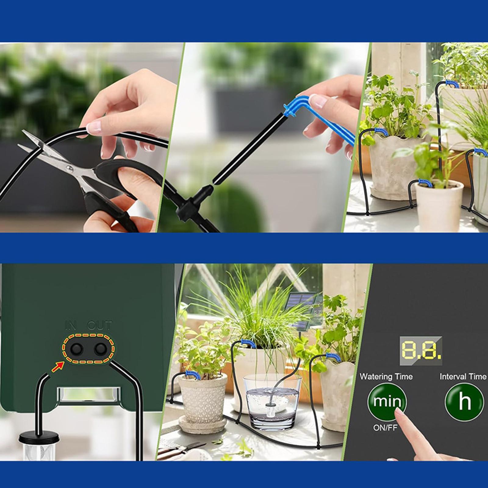 Kit de sistema de riego por goteo Solar, maceta para jardín, planta de interior, antisifón, dispositivo de autorriego automático para plantas, bebedero con manguera