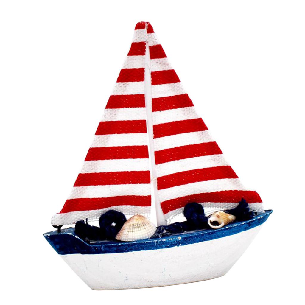 Sailboat Model Decoration - Wooden Sailing Boat Home Decor Set, Beach Nautical