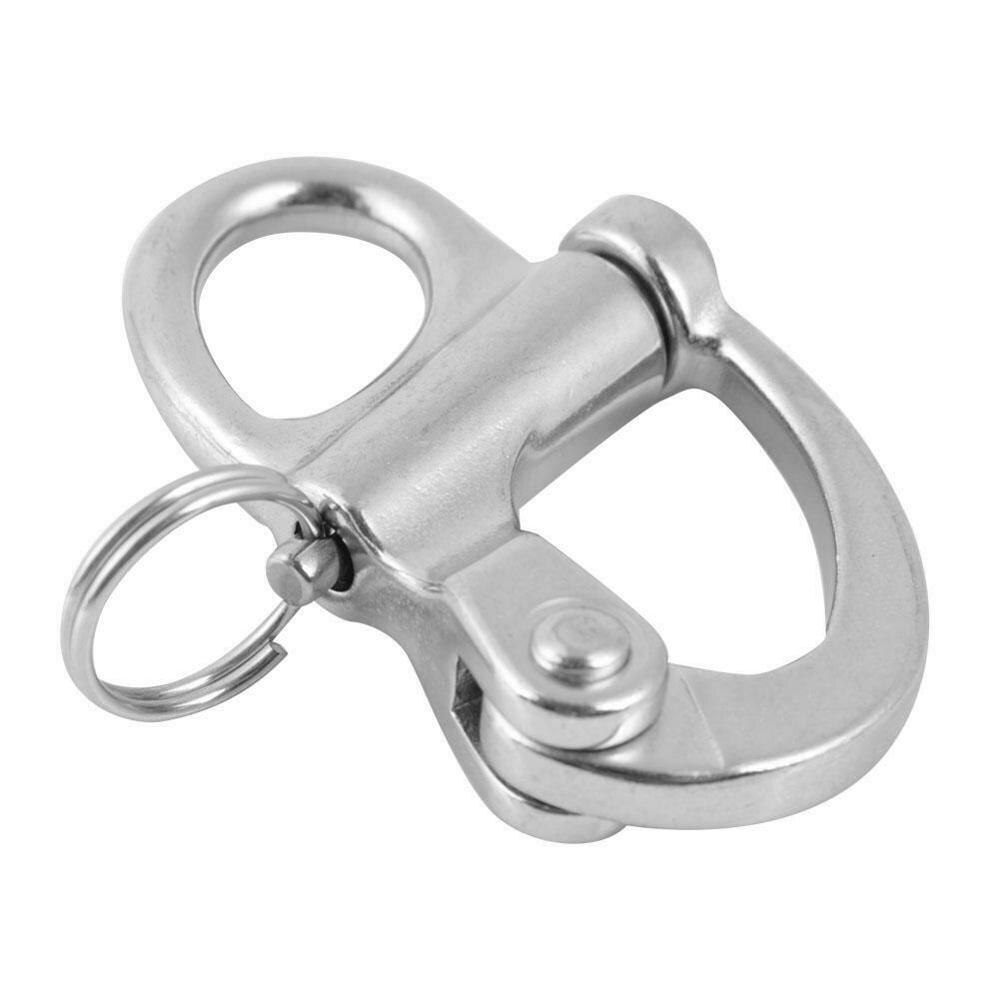 2 Pcs Marine Boat 70mm Rigging Stainless Steel Fixed Snap Shackle Quick Release with Ring