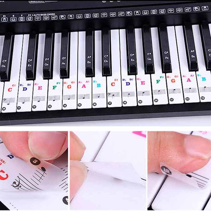 Kleurrijke Transparante Piano Toetsenbord Stickers Voor Piano Toetsen Stickers Voor 88/61/54/49/37 Volledige set Stickers Piano Spectrum Sticker