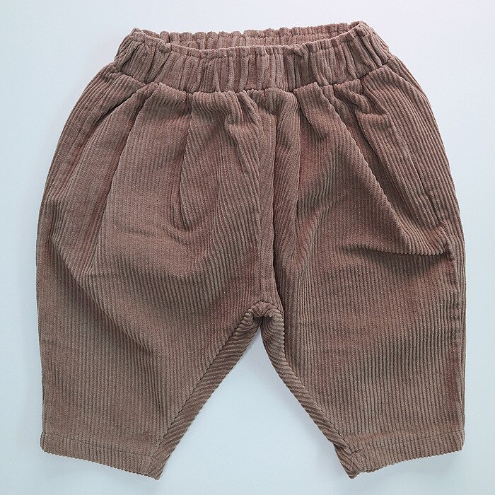 Kids Casual Elastische Taille Broek Effen Kleur Katoen Dikke Corduroy Broek Baby Jongens En Meisjes Broek Kinderkleding: 7888khaki / 6M   66cm