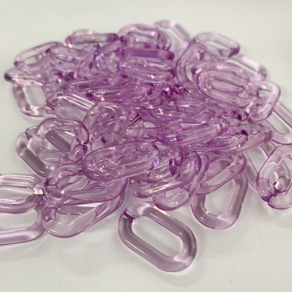 50pcs/bag Frosted DIY Detachable Replacement Shoulder Strap Bag Acrylic Resin Handbag Chain Strap Bands Bag Accessories 27*17mm: transparent purple