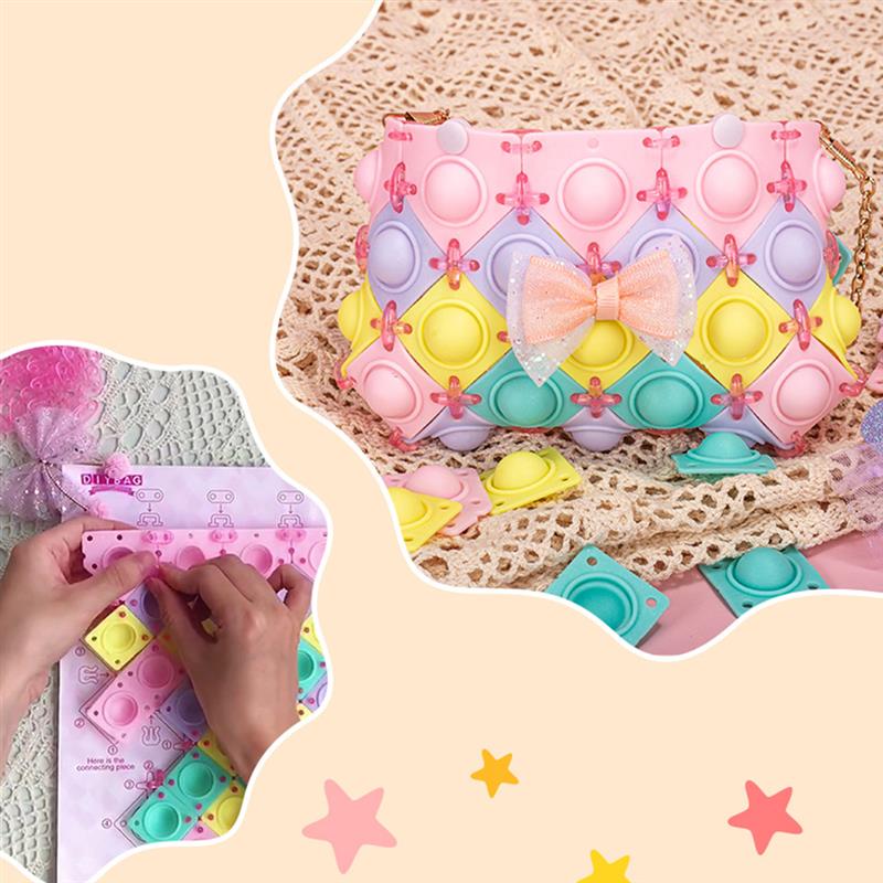 Moda Push bolle portafoglio giocattoli sensoriali in Silicone regalo portamonete Kawaii per ragazza amica assemblare borsa borsa arcobaleno fai da te