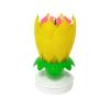 Double Lotus Music Candle Double Flower Blossom Birthday Cake Flat Rotating Electronic Rotating Lotus Candle for Kids Party: Yellow