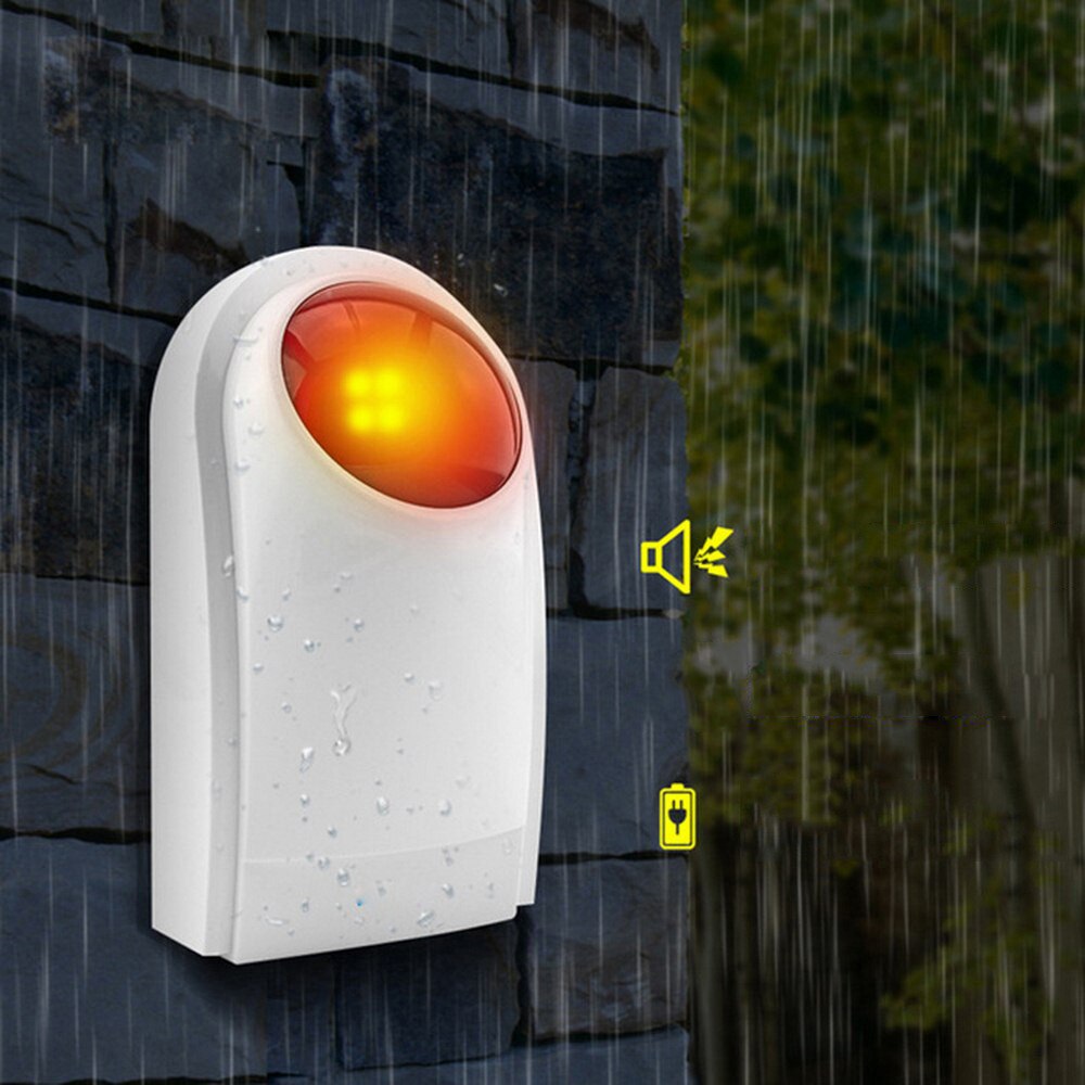 433 mhz trådløs udendørs vandtæt strobe-alarm kompatibel med vært-tyverisystem 130db hjemme-sikkerhedsalarm