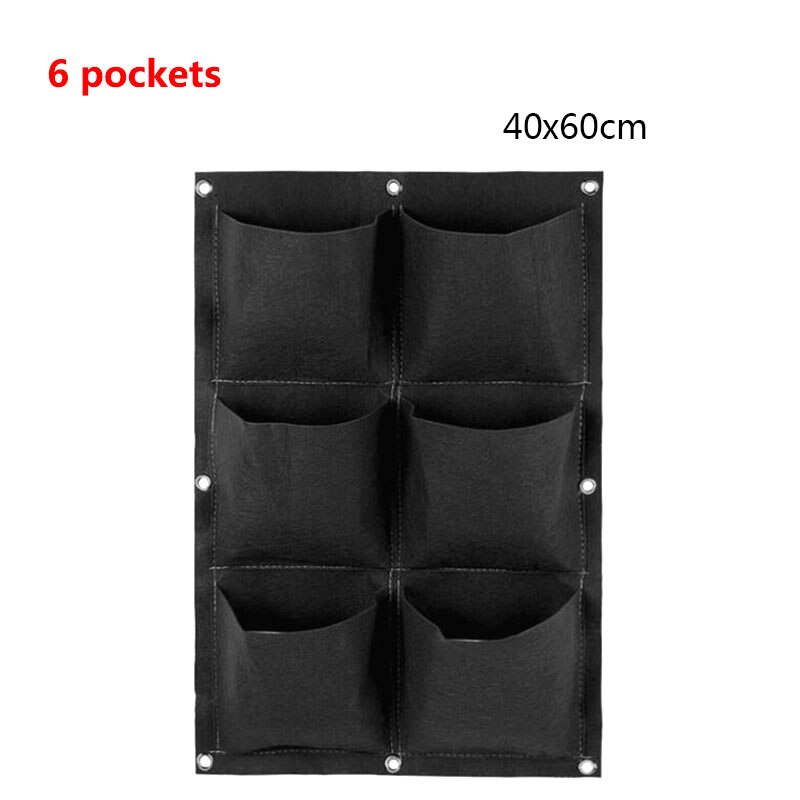 2/4/9 Zakken Verticale Tuin Gow Tassen Plant Muur Opknoping Planten Potten Groen Zwart Grow Planter Plantaardige Tuinieren Leveringen: 6pockets 60X40