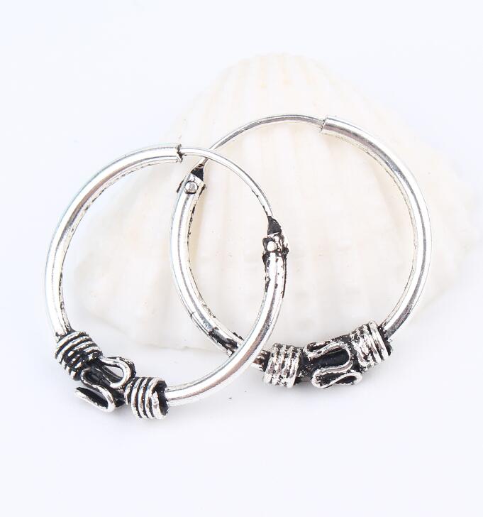 Europese Vintage Metalen Kleur Eindeloze Oorbellen Cirkel Handgemaakte Midden Hoop Earring Bali Wrap Voor Vrouwen Mode-sieraden: 2