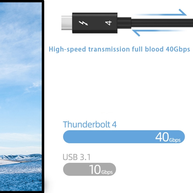 USB C Thunderbolt 4 Type C Cable PD 100W Fst Charging Wire 40Gbps Data Transfer