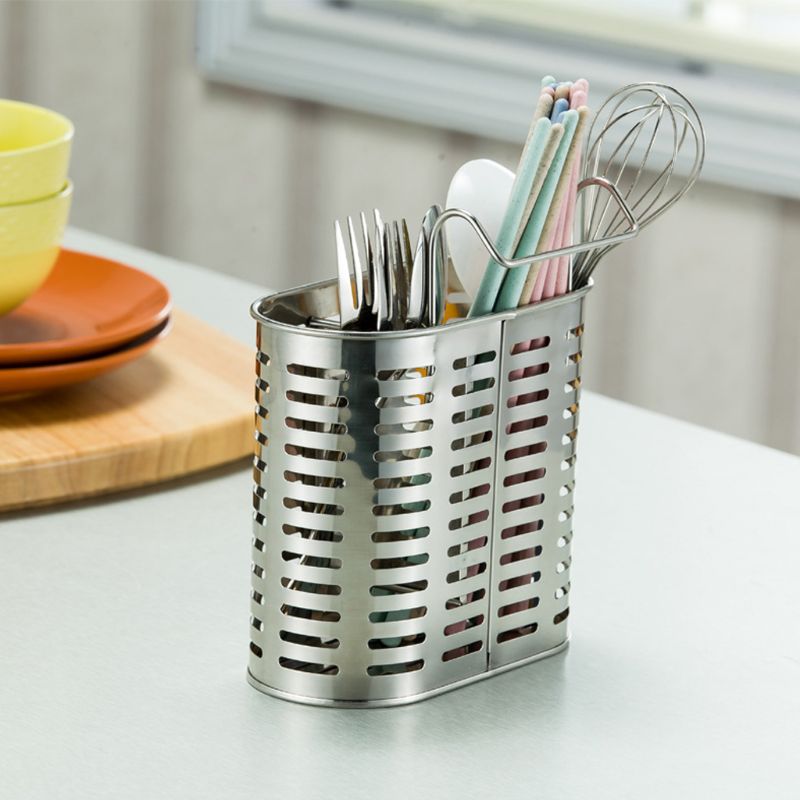 Soporte de cubiertos colgante de acero inoxidable 304, escurridor, cuchara, tenedor, palillos, cesta de almacenamiento, estante, accesorios de cocina, herramientas, Organizador
