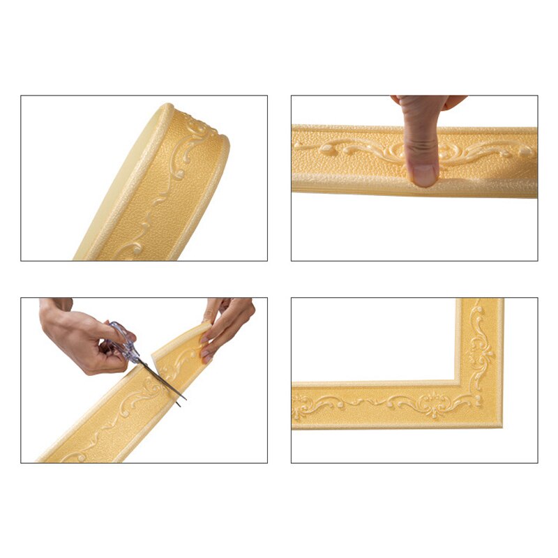 Self-Adhesive Foam 3D Foam Wall Stickers Door Frame Edge Strip Edge Band Wall Skirt Decoration Waist Line Wallpaper Skirting