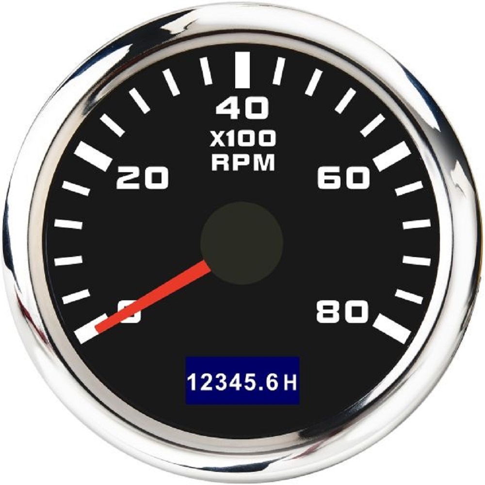 Tachymètre de bateau 52mm, 3000/4000/6000/7000/8000RPM, compteur de tachymètre, rétro-éclairage rouge, avec écran LCD, capteur de tachymètre: 8000RPM BS
