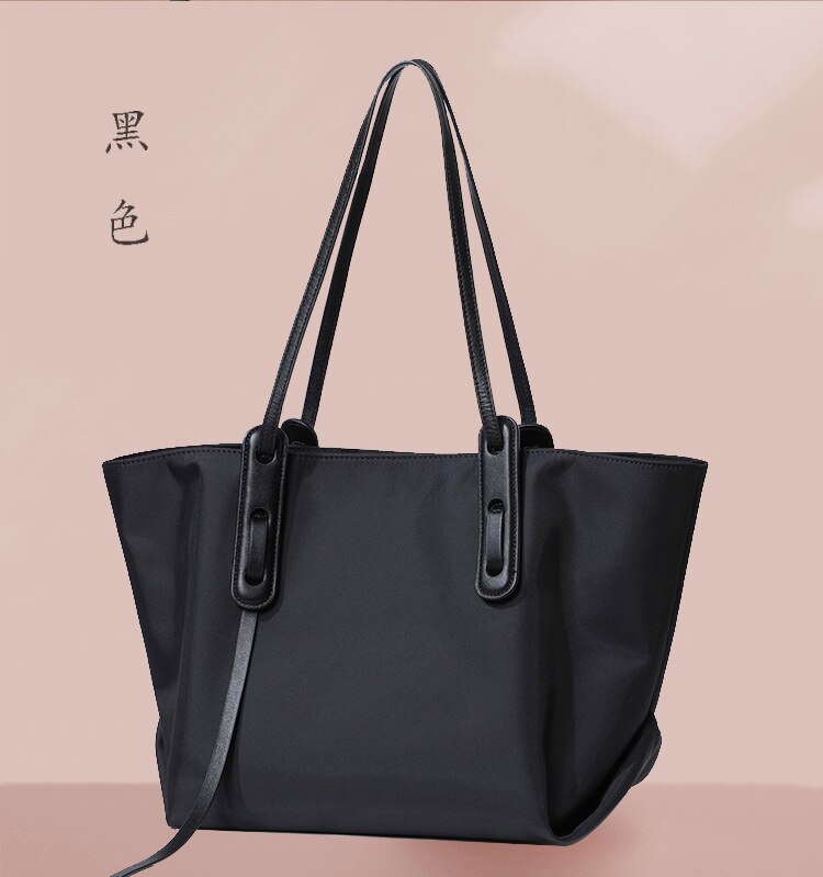 Handtaschen aus oxford-stoff, canvas-handtaschen, geräumige nylon-tragetaschen mit einem schultergurt: Schwarz