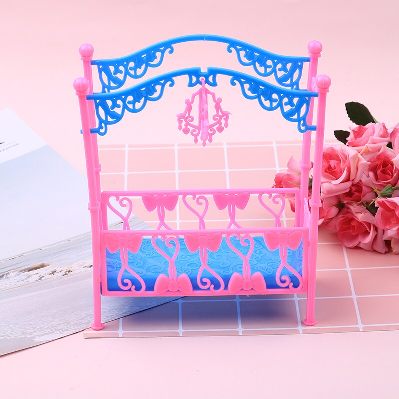 14 Styles Miniature Floral Bed Pastoral Style Classic Wood/Plastic Pretend Furniture Kid Toy 1/12 Scale Dollhouse Furniture