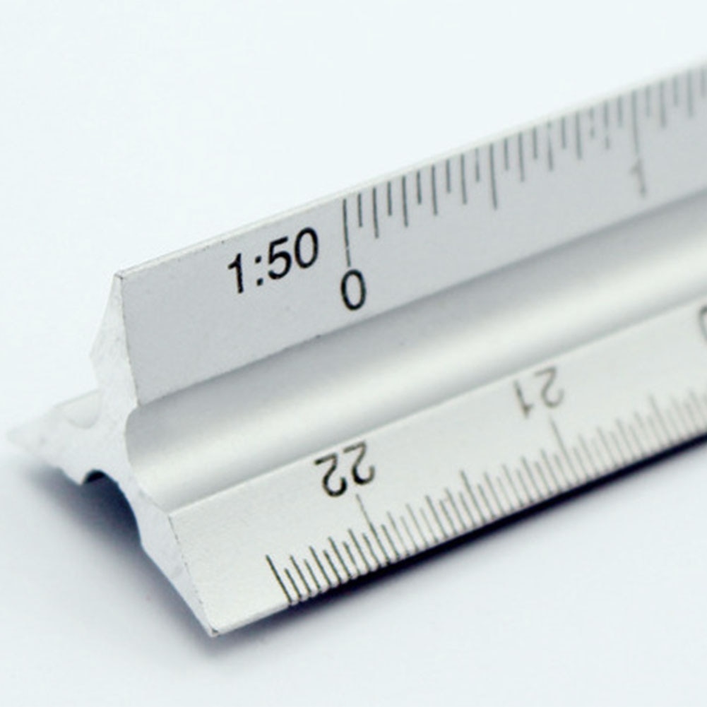 30cm Clear Ruler Accurate Triangle Scale Silver Engineer Architect Aluminum Alloy Technical