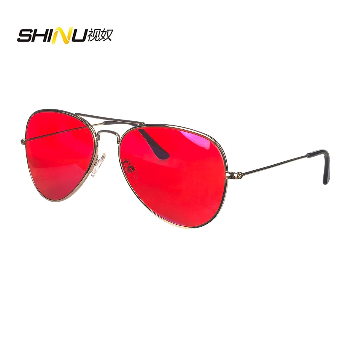 Shinu óculos anti-luz azul masculino, lentes laranja, filtro de luz azul, melhor descanso para dormir, armação de metal: Bege / MULTI