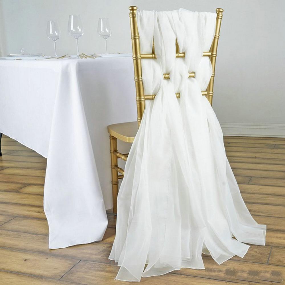 Fancy Chiffon Chair Sashes for Weddings Events Party Decoration Bridal Baby Shower Chair Sash Tulle Chair Tutu Skirt: white