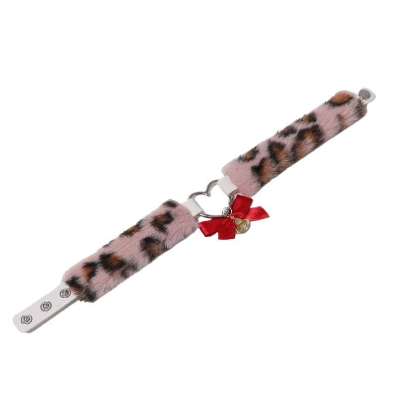 2022 moda serce kołnierz Choker kobiety puszysty naszyjnik punkowe dziewczyny pluszowy łańcuszek do obojczyka biżuteria dekoracyjna na impreza w klubie nocnym: Leopard No. 5