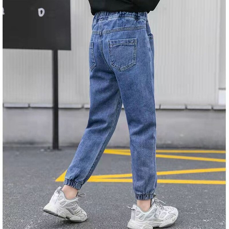 Simple Girl Spring Autumn Casual Denim Trousers Foreign Flavor Baby Girl Out Wear Trousers Loose All-match Denim Trouser: color 1 / 160-height 150-160cm