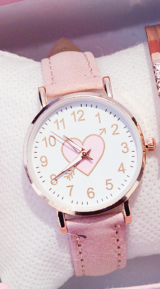 reloj bonito con esfera en forma de corazón para mujer, reloj de para estudiantes, reloj sencillo para novia, orologio donna: Rosa