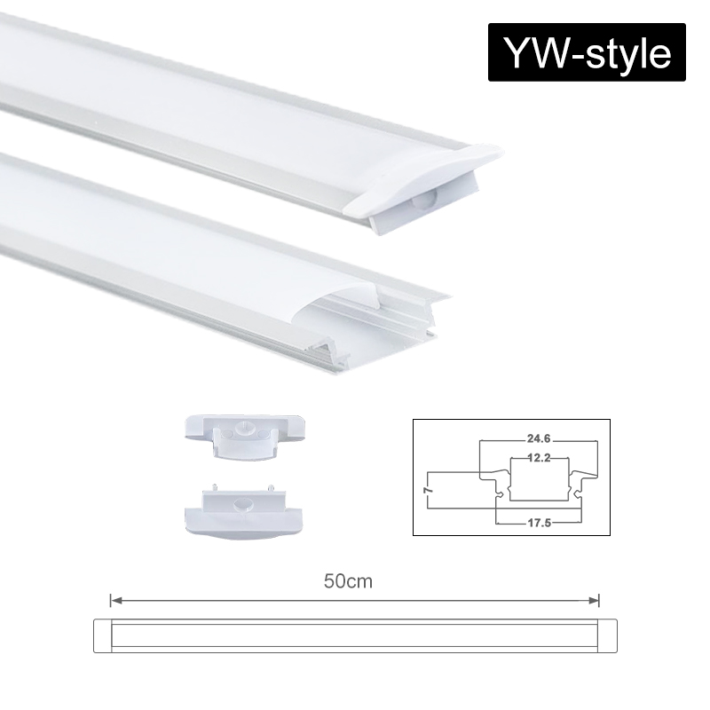 1x 2x 3x U V YW Three Style 50cm Aluminium Channel Holder for LED Strip Light Bar Under Cabinet Lamp Kitchen 1.8cm Wide: YW Shape / 1X