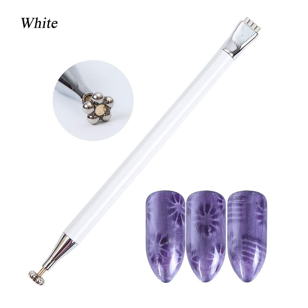 1 stücke Doppel Kopf Katze Auge Gel Magnet Stock Gebogene Linie Streifen 3D Entwürfe Für Polnische Nagel Gel Nagel Kunst Dekor Magnetische Werkzeuge LA035: Weiß Magnet Kuli