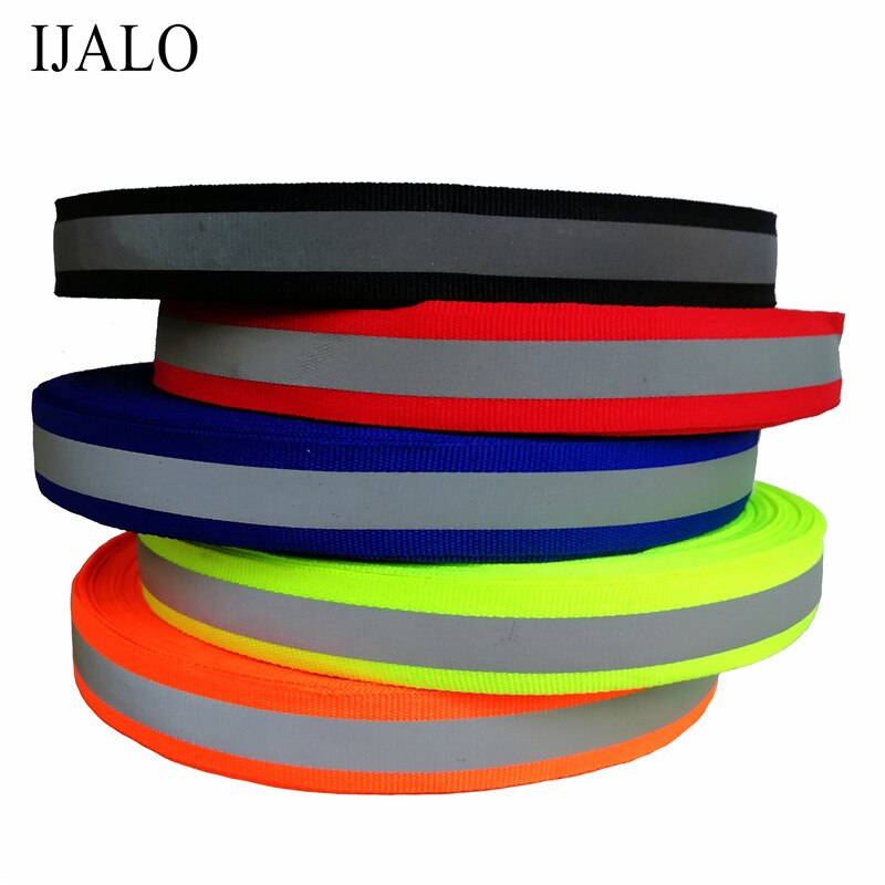 Cinta reflectante fluorescente para coser en ropa, accesorio de 20mm x 10mm x 50 yardas