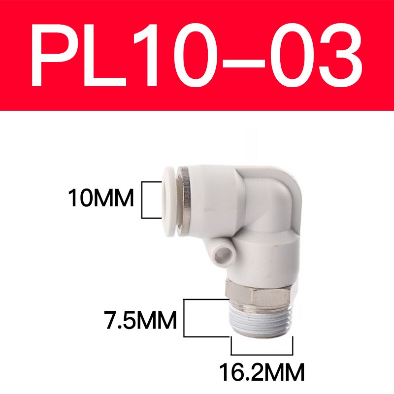 APL solenoid valve accessories PL4 6 8 10mm and miniature solenoid valve connector elbow connector white pneumatic connector: PL10-03