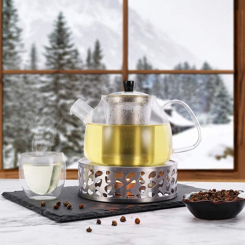 ! Tea Warmer Coffee Warmer Made Of Stainless Steel With Tealight Holder Tea Base Hollow Carved Heater Coffee War