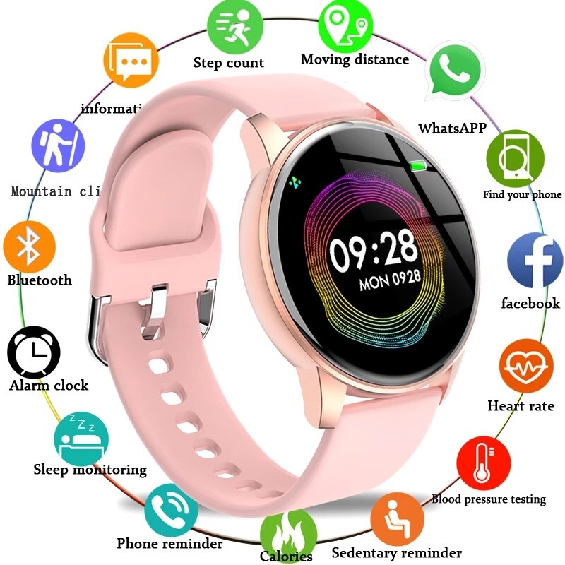 Smartwatch dames hartslagmeter fitnessarmband sporthorloge smartwatch voor dames roze horloges