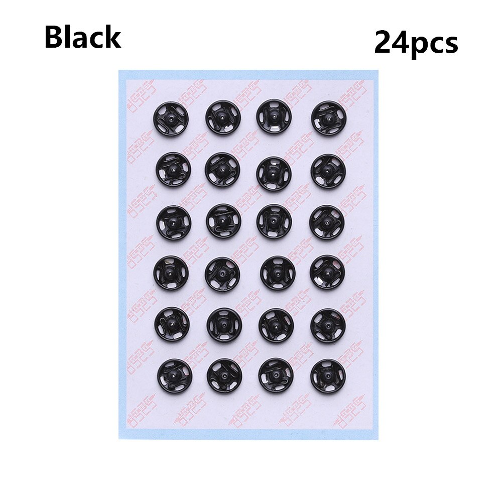 Vêtements de poupée avec Mini boutons de 6mm, 24 pièces, boucles métalliques invisibles, vêtements miniatures, boucle de couture, accessoire de couture: black