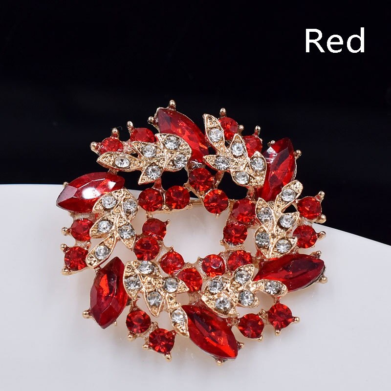 Crystal Rhinestone Redbud Bloem Broche Pin Voor Vrouwen Kleding Sjaal Gesp Kledingstuk Accessoires Mode-sieraden: 1