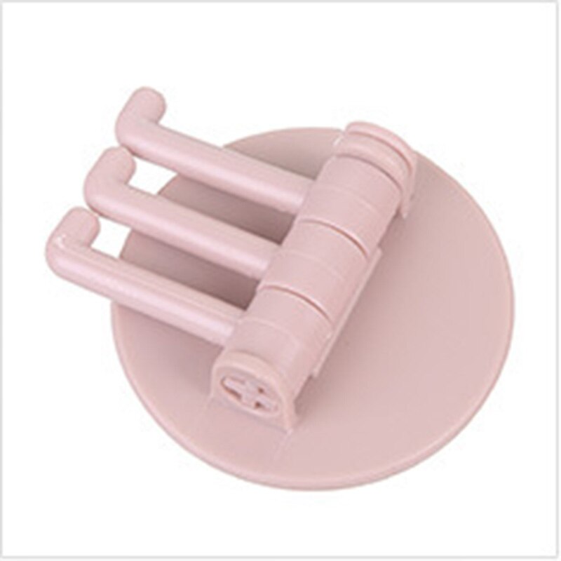 2PC Useful Adhesive Stick On Wall Hooks Clothes Cloth Hanger Hats Key Hanger: Pink
