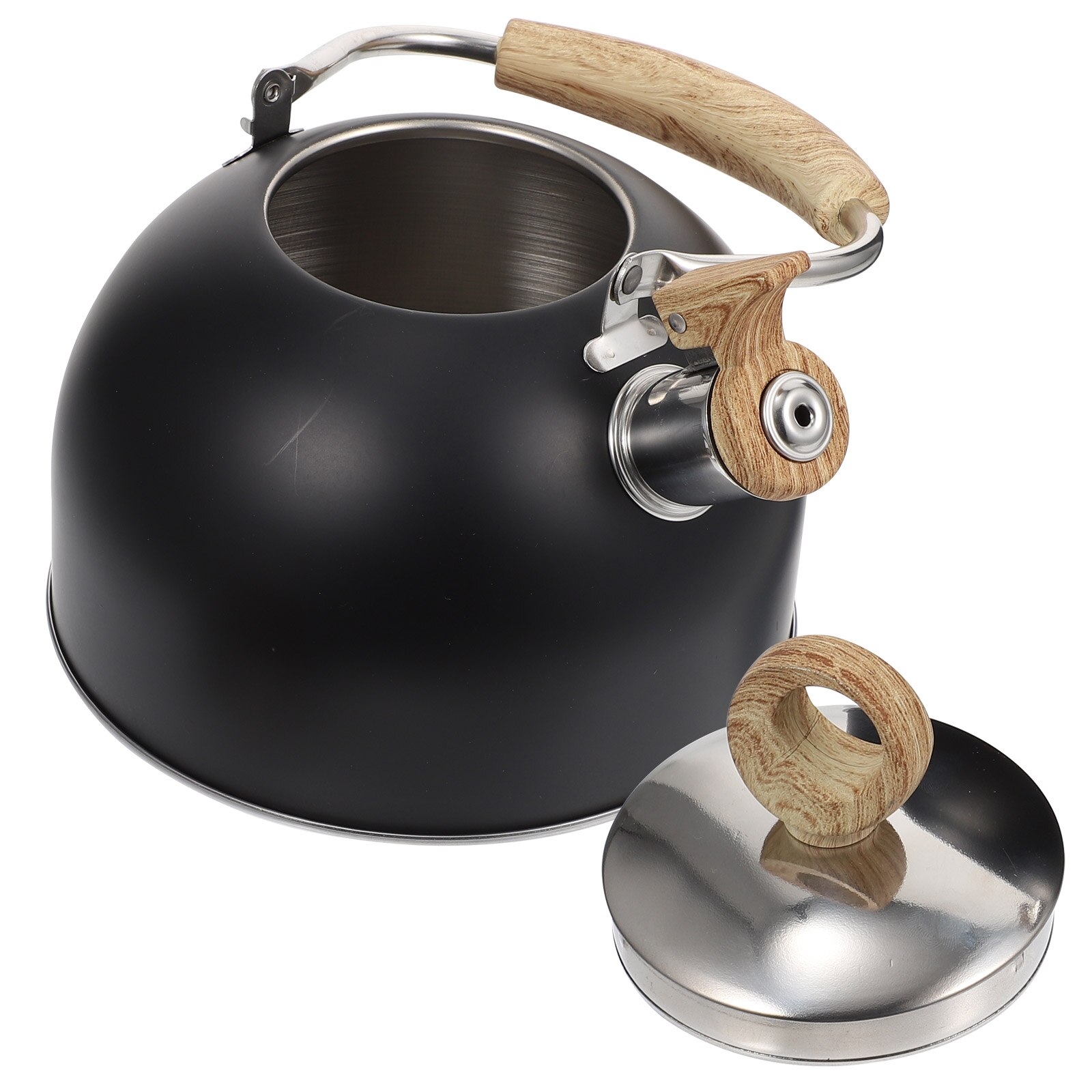 Hervidor de agua de acero inoxidable, tetera para hervir agua, práctica, silbante: Black
