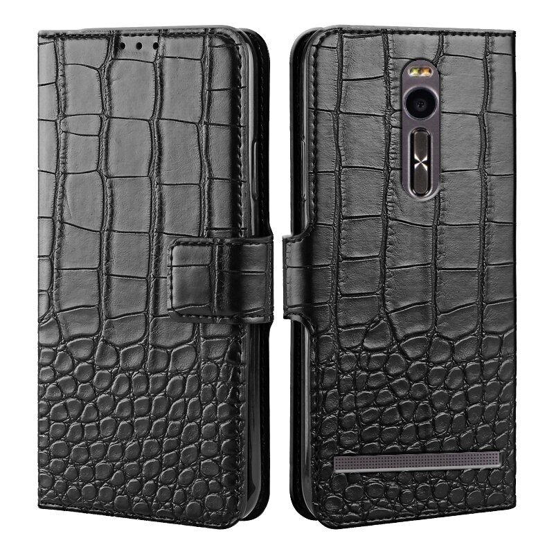 Leather Case for Asus Zenfone 2 ZE551ML ZE550ML Z008D Z00AD Z00ADA Z00ADB Cover Case Wallet Flip Coque Card Slot Soft Coque: ZE550ML / 6Black