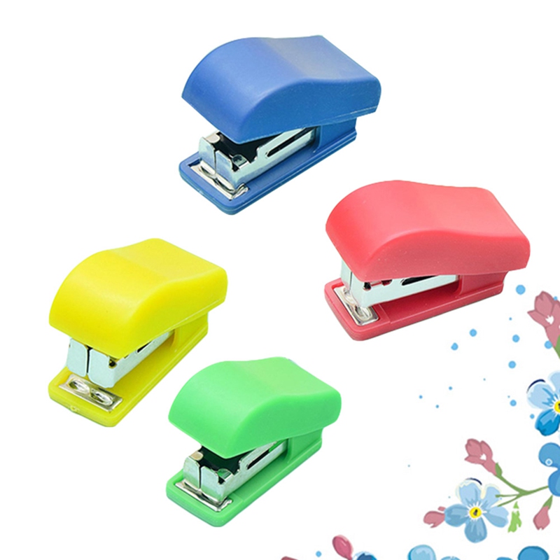 1Set Office Stapler Small Portable Stapler Staples Set Office Binding Stationery Student Color Random