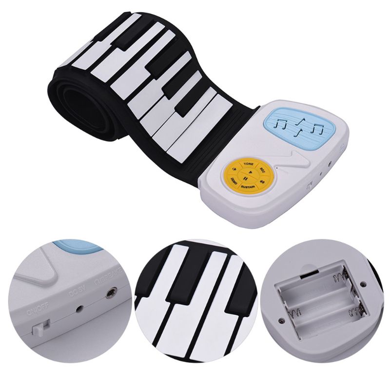 Rainbow Foldable Standard 49 Keys Flexible Soft Silicone Electronic Music Roll Up Piano Keyboard for Children Beginner
