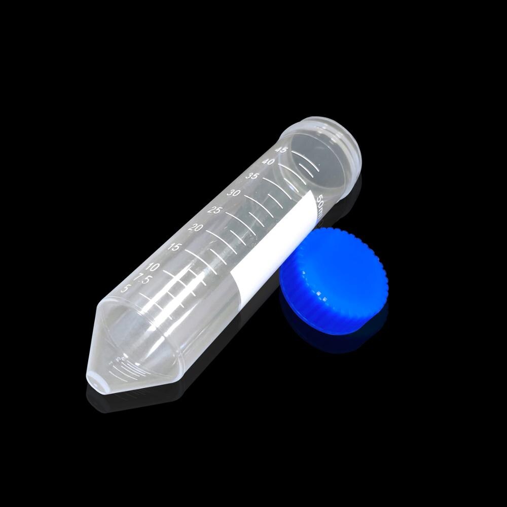 50ml Plastic Centrifuge Tube Round Bottom Centrifugal Tube with Graduated and Blue Screw Cap Pack of 50pcs