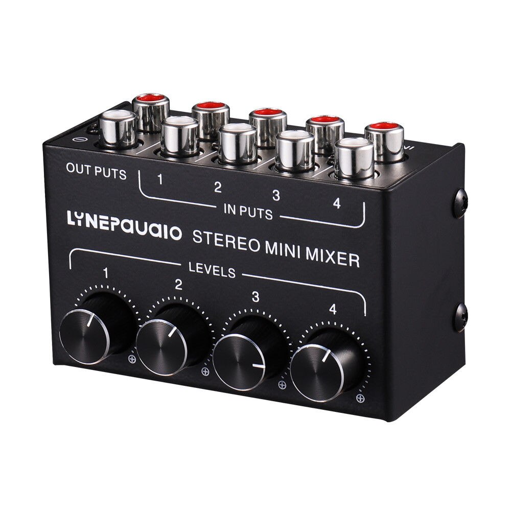 Nobsound Mini Stereo RCA 4-channel Passive Mixer Lossless Audio for Live & Studio Black