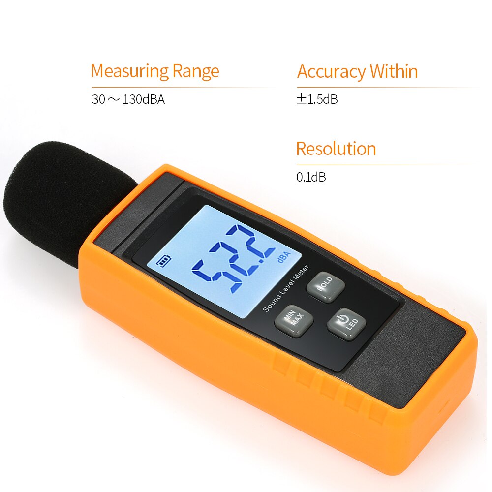 Lcd Digital Sound Level Meter Db Meter 30-130dBA Noise Volume Meten Decibel Monitor Tester Met Max/Min/data Hold Modus