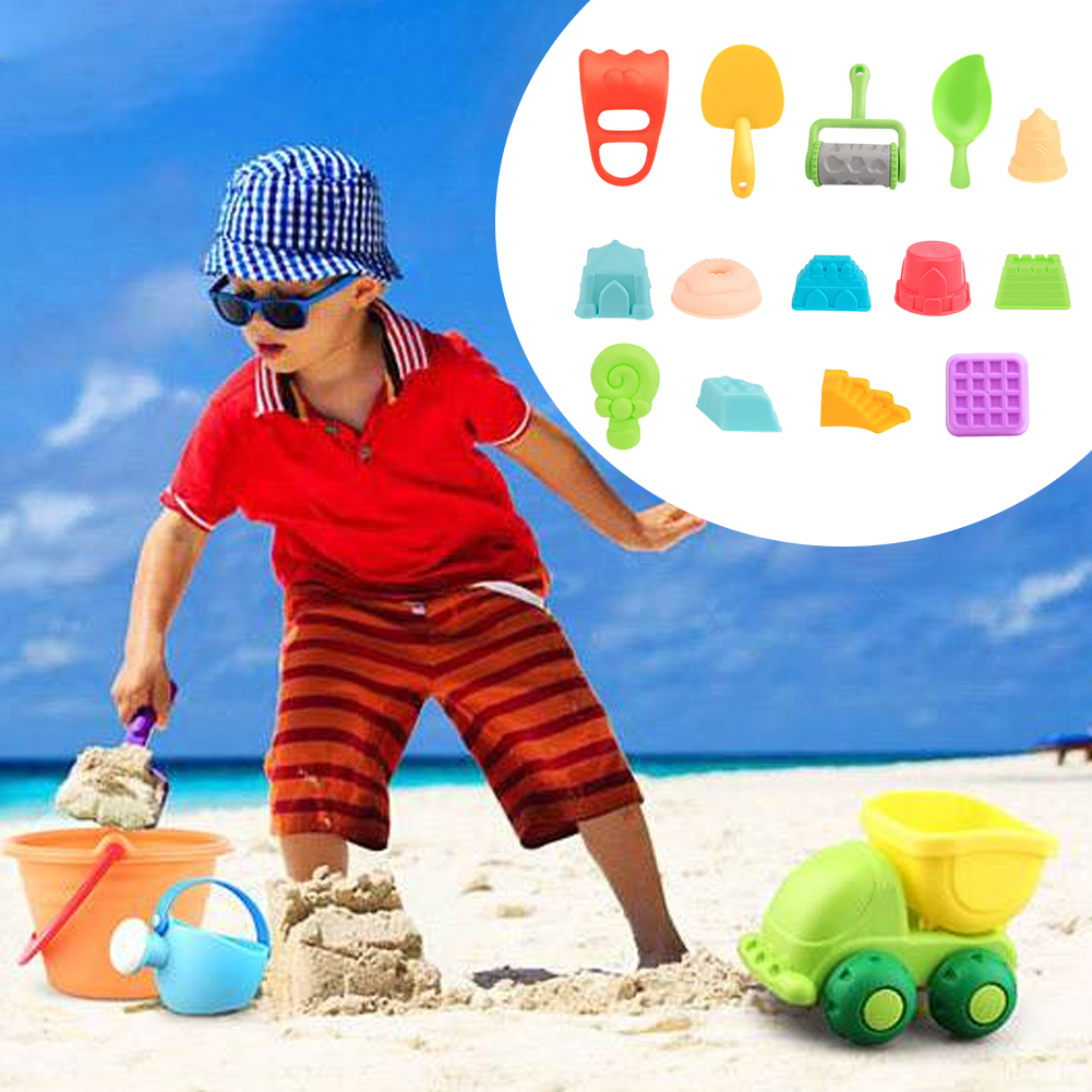 14pcs Summer Kids Soft PP Outdoor Activity Seaside Bucket Cartoon Winter Snow Digging Pit Swimming Pool Beach Toy Set