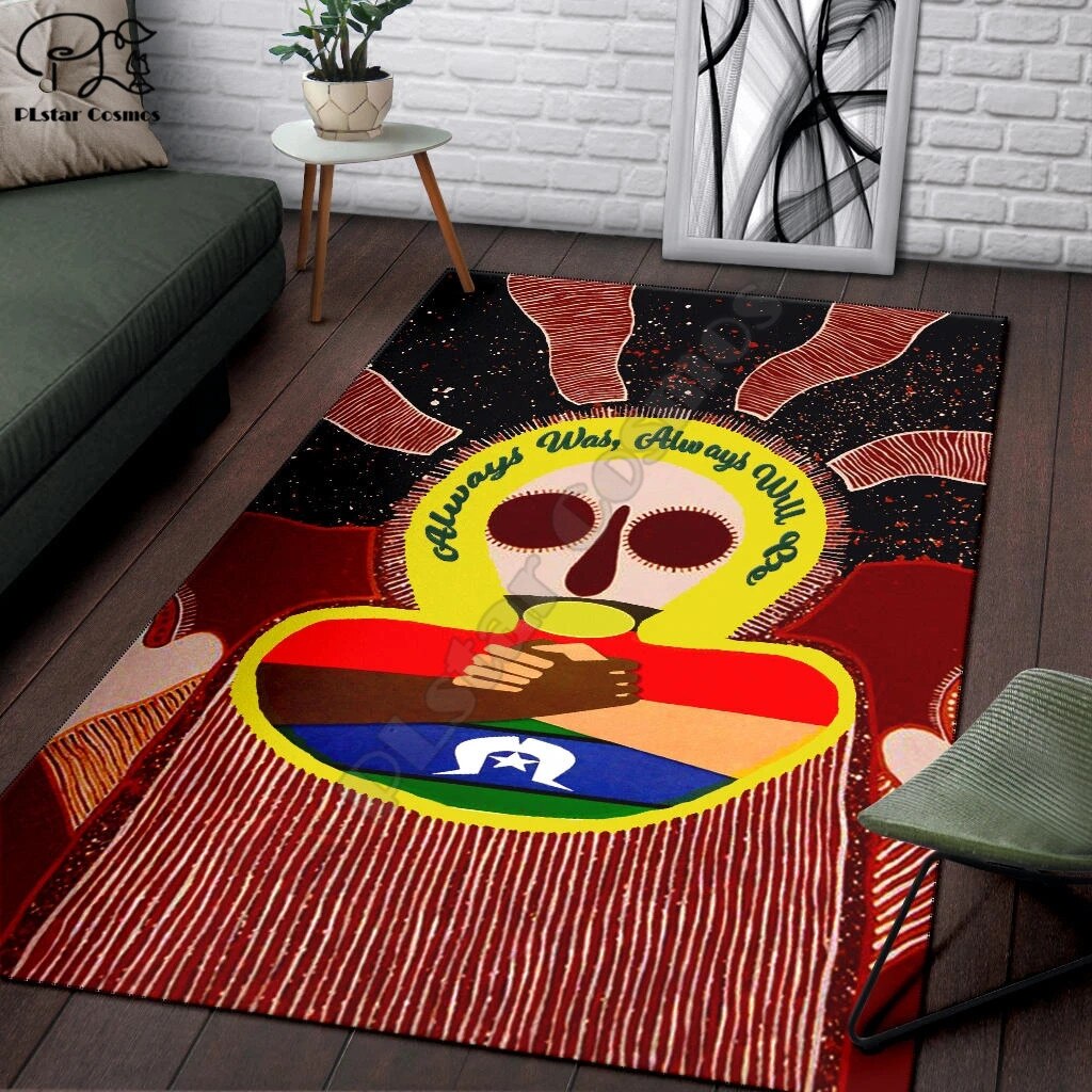 Aboriginal og torres strædet tæppe firkantet skridsikkert område gulvmåtte 3d tæppe skridsikker måtte stue blødt soveværelse tæppe: 3 / 90 cm x 120cm