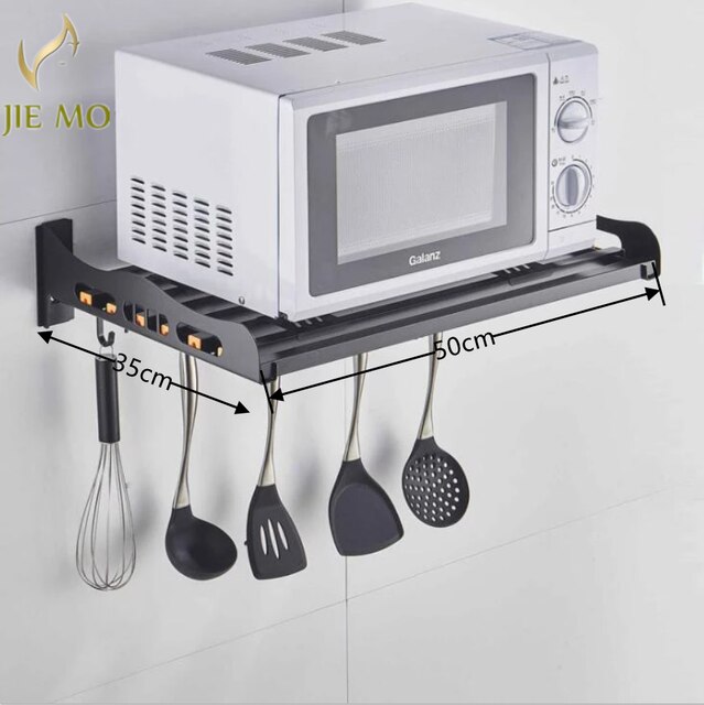 black 304 stainless steel shelf kitchen seasoning bottle shelf multi-functional storage shelf Microwave rack storage shelf: Default Title