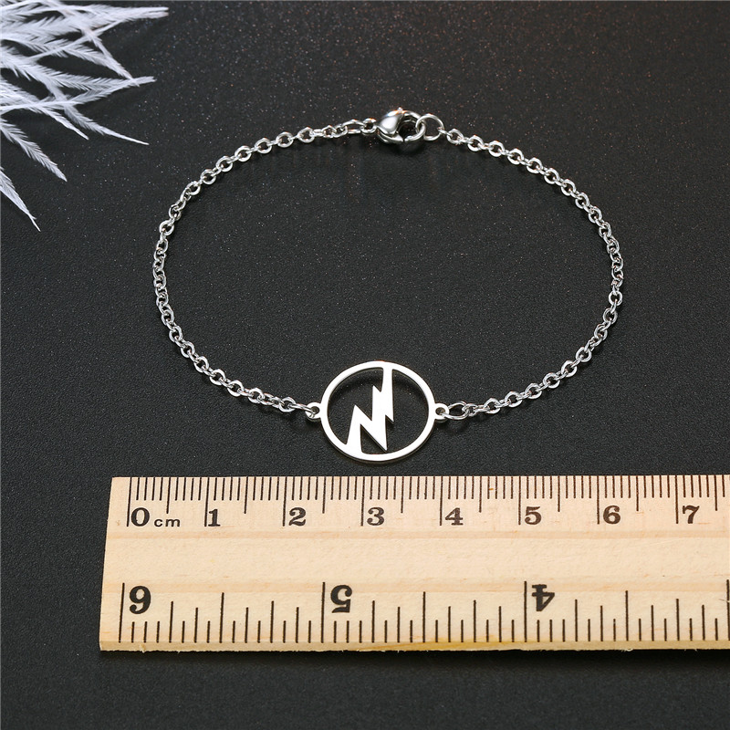 1 PC Chic Runde Hohl Blitz Edelstahl Armband Frauen Silber Farbe Einstellbar Dünne Armband Schmuck B107-1