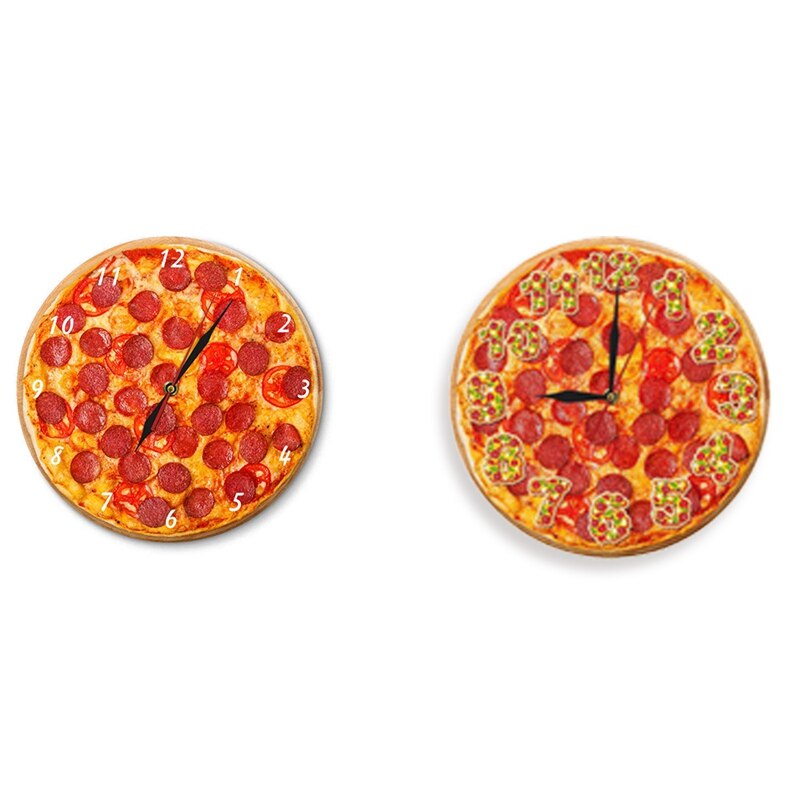 Simulation Pizza Wall Clock Western Food Shop Pizza Shaped Clock Color Picture Series Digital Clock