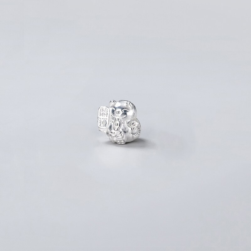 Meetsoft klassisch 925 Sterling silber niedliche glückskatzen-anhänger, speziell für diy-handarbeiten, halsketten, armbänder und accessoires: Silber groß