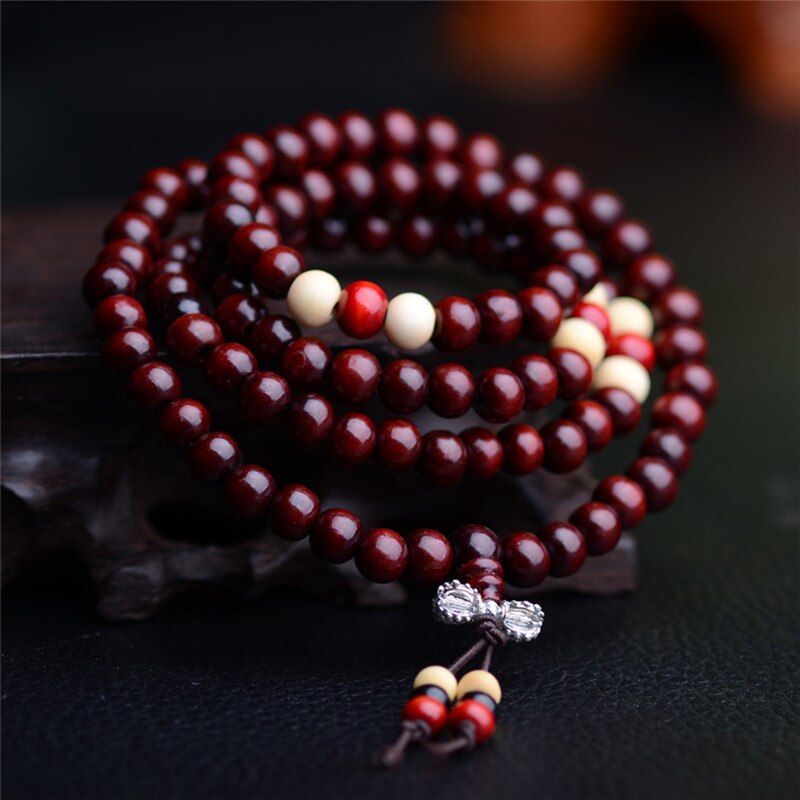 108 cuentas de 8mm Natural sándalo Buda madera oración cuentas hombre Unisex hombres pulseras y brazaletes joyería Bijoux