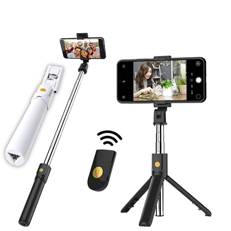 Kabelloser bluetooth-selfie-stick, faltbares mini-stativ, ausziehbares einbeinstativ mit fernbedienung für iphone, ios und android