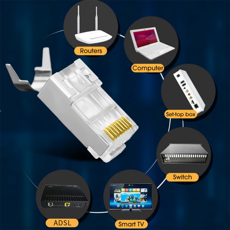 50/1PACK CAT6 CAT7 CAT5 for RJ45 Pass Through Connectors Ethernet Cable Shielded Connectors Ethernet Modular Plug Category 5/6/7