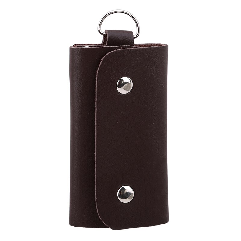 Porte-clefs en cuir synthétique polyuréthane hommes femmes porte-clé organisateur pochette clé de voiture sac portefeuille femme de ménage porte-clés Mini carte sac: Coffee